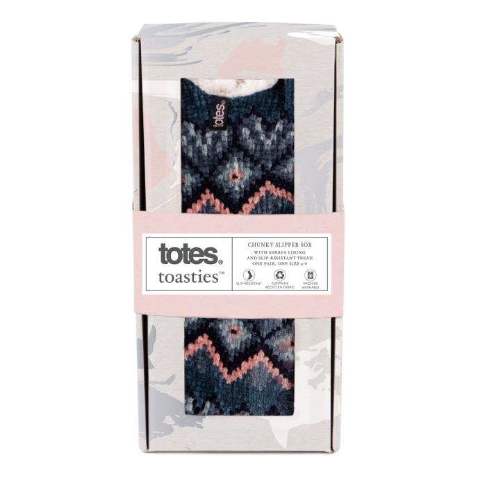 totes toasties® Ladies Chenille Crop Knitted Slipper Socks Multi Extra Image 4